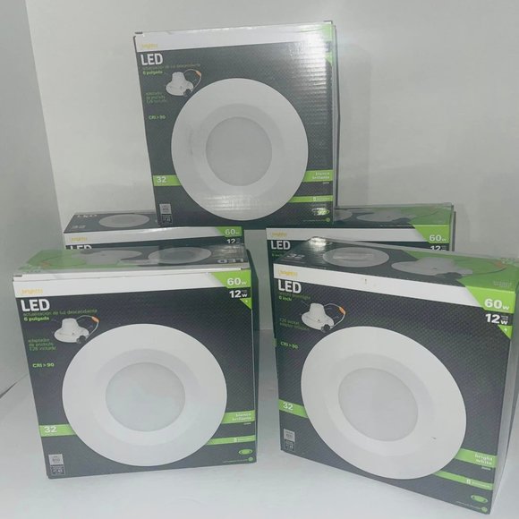 Recessed LED Ceiling lights 6 inch~ 60w/12w ~~32year life~ New In Box~~ set of 5 - Picture 1 of 6